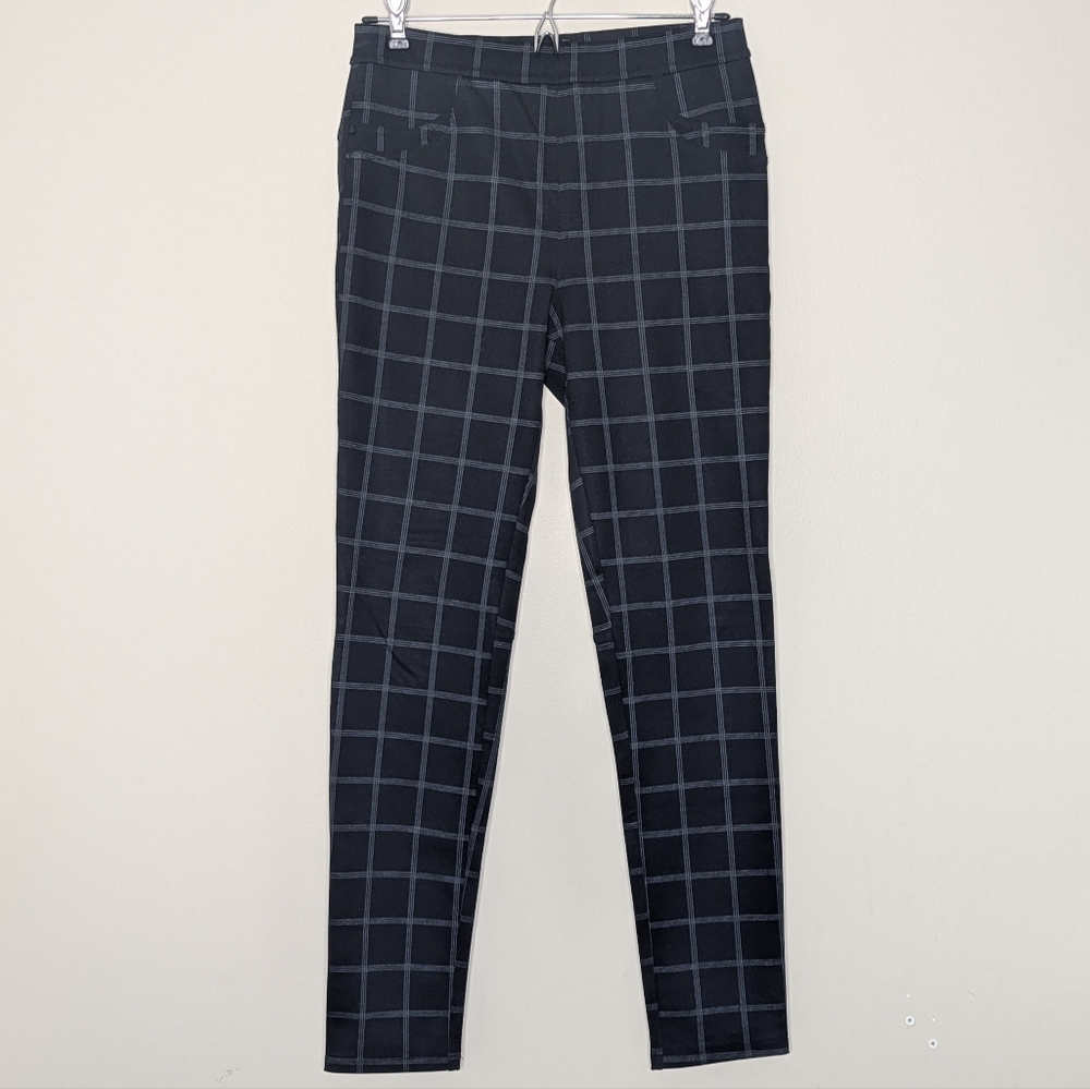 Sanctuary Women's Small Black and White Windowpane Plaid Skinny Trousers